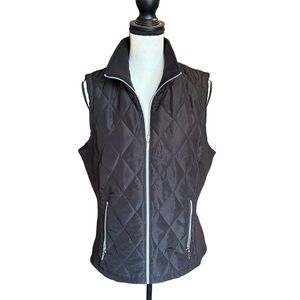 Black Quilted Zip Front Vest